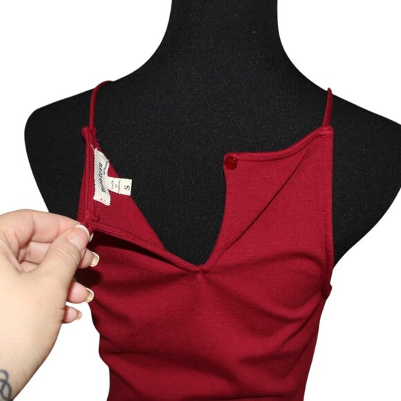 Monteau Swing Wine Scalloped Neck Spaghetti Strap Knit Small S EUC - Picture 11 of 13